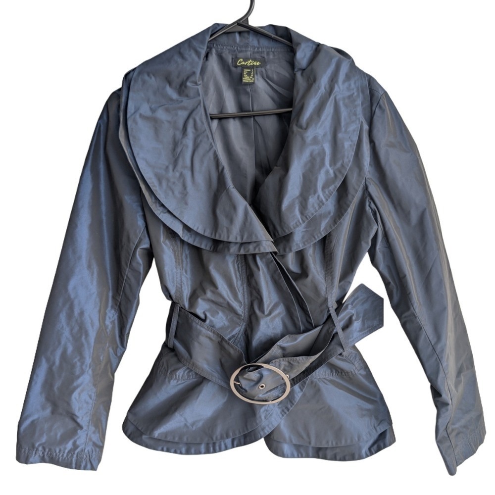 Vintage Cartise Women's 8 Dark Blue Navy Jacket Dramatic Collar Unique